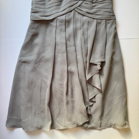 NWT David's Bridal F14847 Short Crinkle Chiffon Dress Front Cascade Mercury 10 - Picture 11 of 14